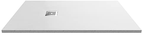 Balterley 1400 x 900 mm Rectangular Shower Tray, Slimline Shower Trays, Durable Stone Resin Base Trays for Bathroom Enclosure Cubicle, Lightweight Rectangular Tray for Wetroom Showers (Slate White)