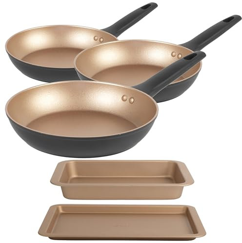 Russell Hobbs COMBO-9097 Opulence Bratpfanne & Backgeschirr Set - Antihaft 5-teilig mit Backblech aus Karbonstahl, Bräter 20/24/28 cm Induktion Aluminium Eier/Omelette/Pfannkuchenpfannen, PFOA-frei,