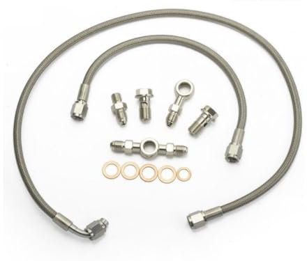 Öl-Zulauf Turbolader Leitung Set für Stahlflex Öl Dash4 AN4 Turbo AN4 Hohlschrauben Ölrestriktor für WRX STi i AVCS EVO GTR Garrett GT25 TDO4 TDO5 TD06 10100065