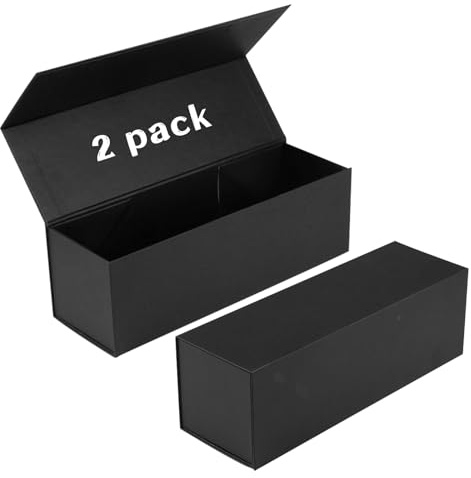YINUOYOUJIA Wine Gift Box13x4.5x4.5 Inch,Black Wine Bottle Gift Boxes with Magnetic Closure Lid for Liquor and Champagne Magnetic Closure Collapsible Gift Box for Party,Wedding,Gift Wrap,Storage
