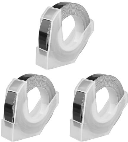 Namvo Präge-Etikettendrucker-Klebeband, Kunststoff, selbstklebend, 3D-Prägeetiketten-Nachfüllpackung für DYMO Embossed (9 mm x 3 m), 3er-Pack