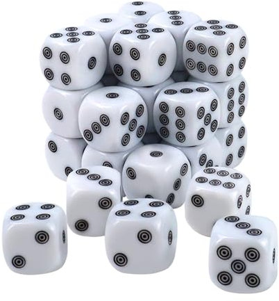 Set di 40 dadi standard da gioco per adulti, dadi da 16 mm con cerchio bianco perlato, set di dadi D6 per giochi di dadi, lezioni di matematica, giochi da tavolo, bordi arrotondati, rotolo più liscio
