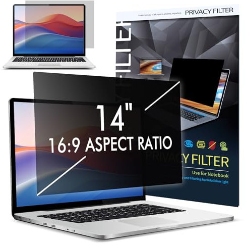 LAMA 14 Inch Laptop Privacy Screen Protector, WxH: 310mm x 174mm, 16:9, Universal Privacy Protection Screen Filter, Anti Blue Light, Anti Glare and UV