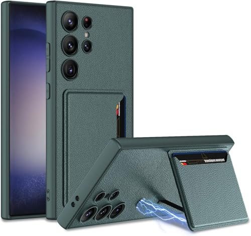 Étui magnétique pour AAAAAGalaxy S24 Ultra/S24 Plus/S24, portefeuille avec porte-cartes à rabat et support fin de style professionnel pour hommes et femmes (S24 Ultra, vert)