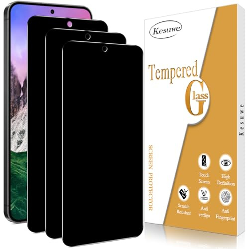 Kesuwe [3 Stück Sichtschutz Schutzfolie für Samsung Galaxy S24 FE 5G, 9H Härte Sichtschutzfolie, Anti-Spy, Fingerabdruck-ID Unterstützen, Anti-Kratzen, Ultrabeständig, Anti-Bläschen
