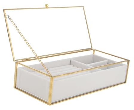 COSMEVIVI Caja Para Guardar Joyas Caja De Vidrio Para Recuerdos Vitrina Organizador De Collares Caja Decorativa De Vidrio Para Baratijas Bandejas De Terciopelo Para Joyas