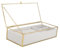 COSMEVIVI Joyero De Cristal Vintage Con Bandeja De Terciopelo Organizador De Joyas Decorativo Con Marco Dorado Vitrina Transparente Para Recuerdos De Joyería