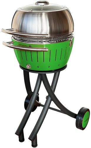 LotusGrill XL Gartengrill Set Limettengrün - Grillwagen mit Grillhaube XL aus Edelstahl (Limettengrün)