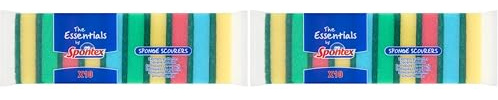 The Essentials by Spontex 10 Sponge Scourers (Pack of 2)