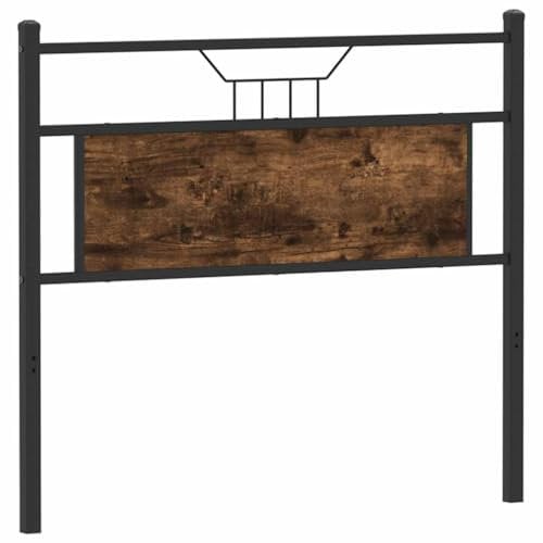 vidaXL Tête de lit chêne fumé 100 cm Bois d'ingénierie et Acier, Panneau de tête, tête de lit pour lit Simple, tête de lit Simple