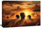 Visario Elefanten Bild 120x80 cm – Afrikanische Savanne bei Sonnenuntergang | Hochwertiger 3D-Kunstdruck auf Leinwand | Safari Wandbild für Wohnzimmer & Büro – Art.-Nr. 5050
