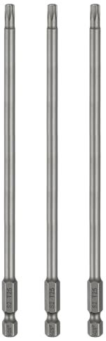 sourcing map 3pcs T25 Torx Head Screwdriver Bit 1/4 Hex Shank 6 (150mm) Long Magnetic No Hole Tip Tamper Proof 6 Point Star Screw Driver Drill Bits S2 Steel Industrial Power Screwdrivers