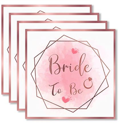ParPix 20 Stück Deko JGA Servietten Rosegold, 33x33cm Bride To Be Servietten, Papierservietten JGA Deko Frauen, Rosagold Team Bride Hochzeitsservietten, Junggesellinnenabschied Abschied Serviettens