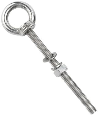 WANG TII DOO Boulon À Œil M12 en Acier Inoxydable 304 avec Écrous Et Rondelles, Kit d'ancrage pour Boulons À Œil À Vis pour Intérieur Et Extérieur,M12×200mm