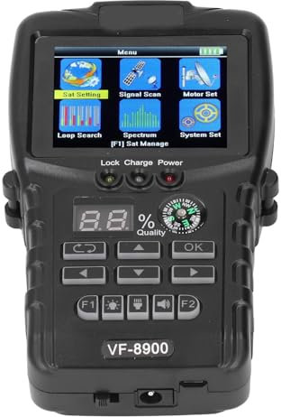 Plyisty Satellitenfinder, Schnelles Ladung Höherer Auflösung 100‑240 VAC Satellitensignalmessungsdetektor mit Indikatorlicht für den Motoraufbau (EU-Stecker)