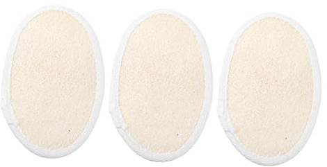 WOONEKY 3 Stück Beige Luffaschwämme mit Schnur für Sanfte und Tiefe Reinigung Natürlicher Loofah Schwamm als Duschzubehör für Tägliche Körperpflege