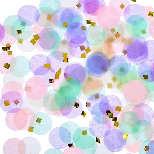 Yatrosynth 2.5cm Konfetti Bunt 6000 Stück, Confetti Deko, Glitzer Bunt Groß, Streudeko Geburtstag Pastell, Papier Confetti für Geburtstag Hochzeit Party Dekoration(50g) - Lila Rosa