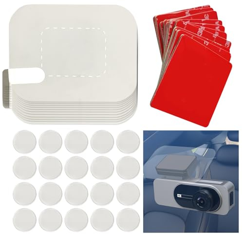 YYMT Lot de 16 autocollants double face et films électrostatiques pour pare-brise de voiture avec 20 pastilles adhésives double face de 25 mm pour montage de caméra de tableau de bord