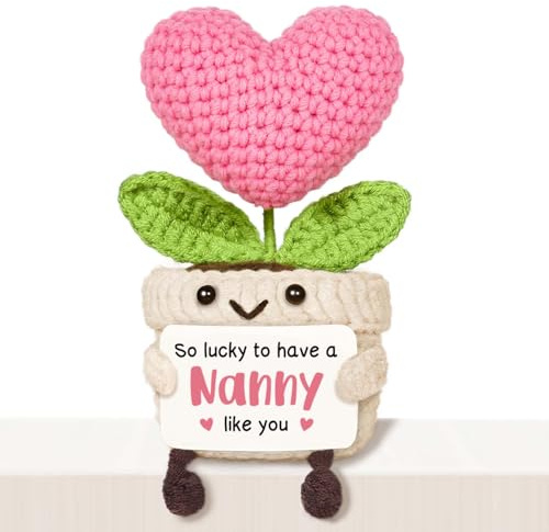 Giftasy Nanny Gifts, Nanny Birthday Gifts - Handmade Crochet Cute Heart Flower, Presents for Nanny from Grandchildren for Mother's Day, Birthday, Christmas