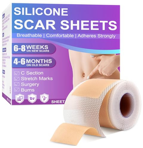 Silicone Scar Tape 4cm x 1.5M,Ultra-Thin Reusable Silicone Scar Sheets for Keloids, C-Sections, Acne, Old & New Scars,Waterproof, Breathable Scar Tape for All Skin Types