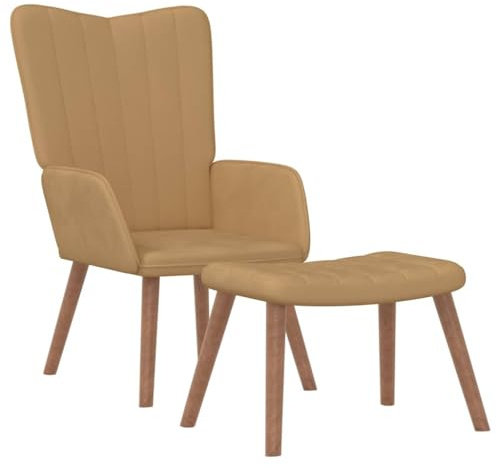 vidaXL Relaxsessel mit Hocker Sessel Relaxstuhl Polstersessel Polsterstuhl Stuhl Wohnzimmerstuhl Fernsehsessel Ruhesessel Armsessel Braun Samt