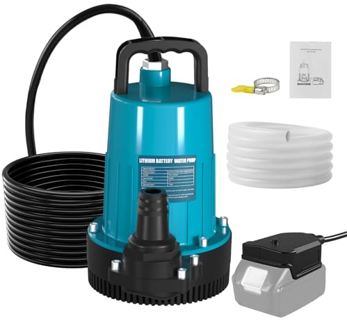 Pompa sommersa ad batteria per acqua per Makita 18V (senza batterie), Pompa sommersa per acque limpide con coperchio di sicurezza, tubo da 10 m per piscina, letti d'acqua, pompa di scarico, copertura
