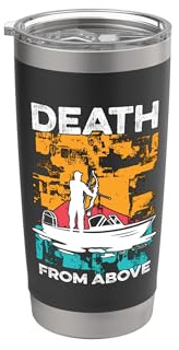Muerto De Arriba Retro Pescador Amor Caza Pesca Arco Vaso térmico de acero inoxidable de doble pared