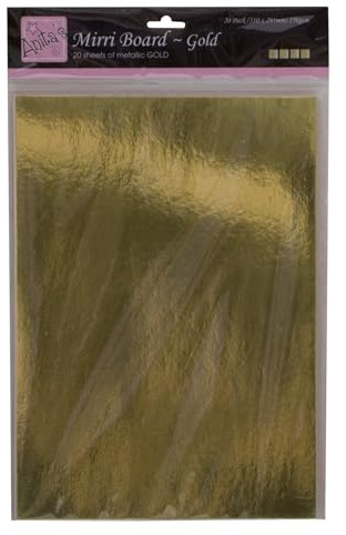 Anitas Mirri Board, A4, Gold, Pack Of 20, Shiny, Mirrored Craft Card, For Art, Craft, School Homework, Crown Making, Cardstock, Craft Supplies