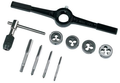 10 Piece 4mm 5mm 6mm 8mm Tap & Die Set Metric - Wrench, Die Holder