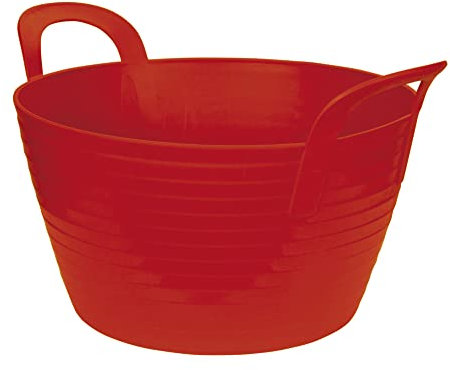 Kerbl Trog FlexBag rot (Flexibler Futtertrog, Müslischüssel, Fassungsvermögen 12 Liter, Futtereimer mit Zwei Griffen)