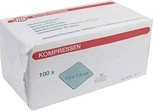 Kompressen 1000 Stück (10 x 100) 12-fach verschiedene Größen von Noba Verbandmittel (7.5 x 7.5 cm)