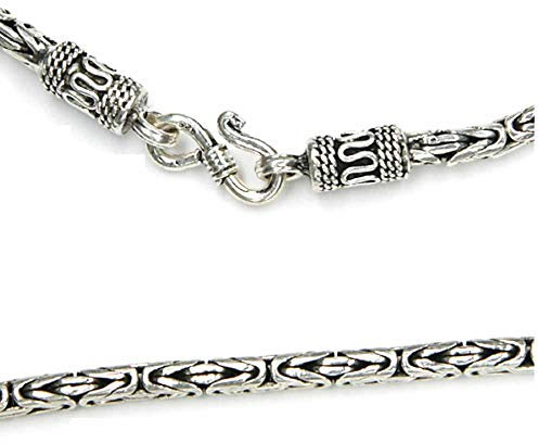 Drachensilber Silberkette Königskette 2.5 mm Stärke 45cm lang, aus massivem 925 Sterling Silber, handgefertigte Kette rundes Profil, schwere Halskette