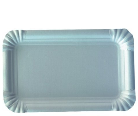 245 platos, platos de cartón cuadradas 9 cm x 15 cm Blanco compostable reciclable