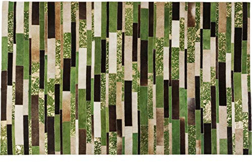 Kare Design Teppich Brick, komfortabler Läufer, Wohnzimmerteppich, rechteckiger Kuhfellteppich in warmen Grün - und Brauntönen, (H/B/T) 1x240x170cm