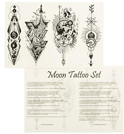 2 x Weltraum Mond Arm Tattoo Set - 8 große temporary Tattoo Sticker - Space Weltall Sterne (2)