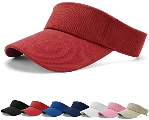 BLURBE Sun Visor Cap - Women Ponytail Baseball Cap, Sport Outdoor Plain Visor Hat, Adjustable Twill Golf Tennis Hats Wine