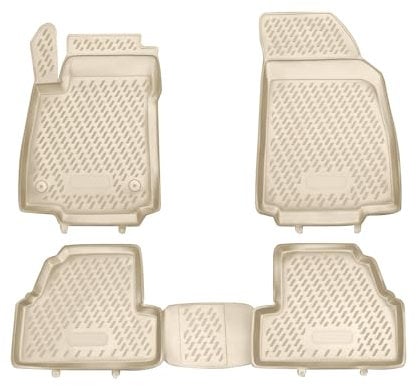 OMAC Gummimatten Fußmatten kompatibel mit Opel Mokka 2012-2019 TPE Automatten Beige 4X