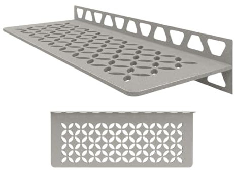 Schluter Étagère rectangulaire pour murs carrelés – 4 mm d'épaisseur, motif floral, matériau en aluminium, finition gris pierre – SWS1D5TSSG