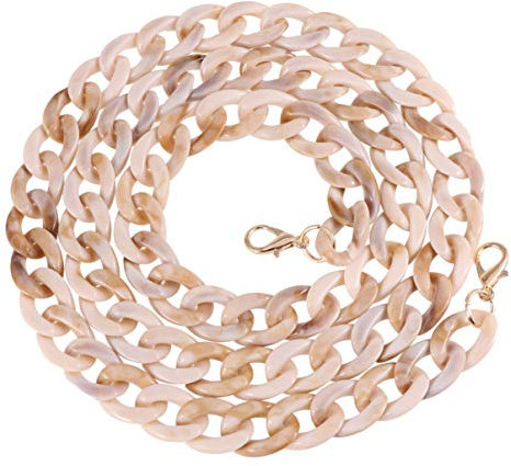 Exceart DIY Flache Tasche Kette Riemen Handtasche Ketten Ersatz Acryl Geldbörse Schulter Crossbody Ketten Ersatz Riemen Zubehör mit Metallschnallen Kaffee Weiß
