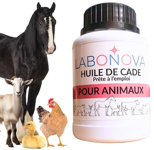 Huile de cade prête à l'emploi pour animaux - Soins de le peau, pied, sabots - Cheval, Poule, canard, âne, vache, chèvre, mouton 250 ml
