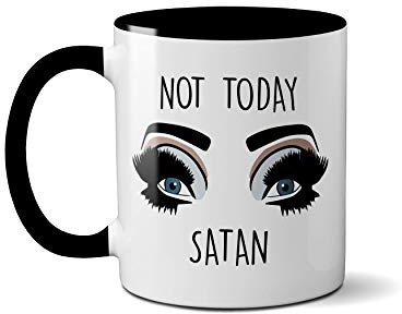 „Not Today Satan“-Tasse, Ru Paul's Drag Race-Geschenke, lustige Keramikgriffe, spülmaschinen- und mikrowellengeeignet, hochwertige Qualität, schwarzer Griff