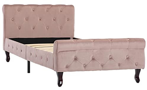vidaXL Polsterbett Bett Einzelbett Bettgestell Bettrahmen Lattenrost Schlafzimmerbett Ehebett Schlafzimmermöbel Rosa Samt 90x200cm