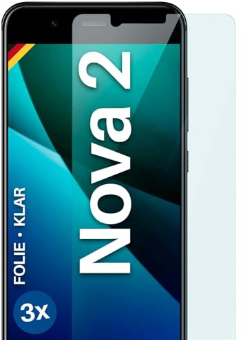 moex für Huawei nova 2 Schutzfolie Displayschutz Folie Ultra-klar HD 0,2 mm kompatibel mit jeder Hülle, Anbringen ohne Blasen, Handyfolie Extra Kratzfest, FlexProtect 3 Stück