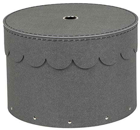 BIGSO WILMA 2er-Set runde Aufbewahrungsbox mit Deckel – Ordnungsbox mit Deckel für Kleidung, Spielzeug usw. – Dekorative runde Box aus Faserplatte und Papier in Leinenoptik – grau