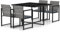 vidaXL Essgruppe für den Außenbereich, 5-teilig, mit Kissen, Terrasse, Garten, Terrasse, Esstisch, Stuhl, Sitzgelegenheit, Poly-Rattan, Grau