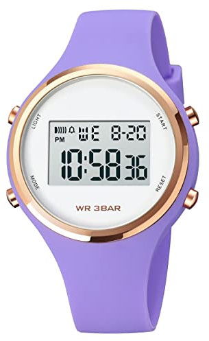 Montre numérique pour femme, GBB multifonction, étanche, montre de sport colorée pour femmes, filles, étudiantes, femmes, Purple, Moderne