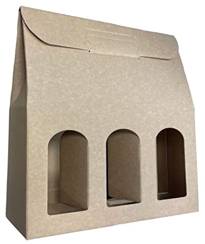 IMBALLAGGI 2000-50 Scatole Portabottiglie Marrone - Scatole di cartone per bottiglie di vino prosecco champagne - Confezione da 3 bottiglie - Ideali per Natale e occasioni speciali