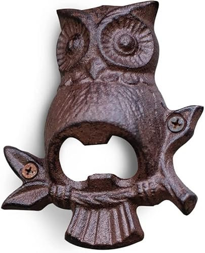 UNISTRENGH Flaschenöffner Wand Retro Wandflaschenöffner Eule Gusseisen Bieröffner Lustig Bier Geschenke für Weihnachten Männer Bottle Opener
