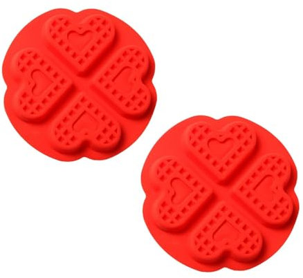 Waffel Form, 2pcs Herz Form Silikon Waffel Backformen 4 Hohlräume Silikon Waffel Form Nonstick Waffel Maker Backschale Form für Kinder DIY Waffel Kuchen Schokolade