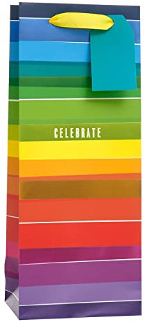 UK Greetings Bottle Bag for Her/Friend - For Birthdays, Congratulations & Other Events - Rainbow Design